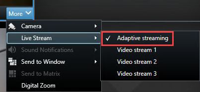 Überprüfen Sie, ob im Kameraansichtselement adaptives Streaming ausgewählt ist.