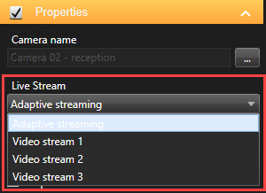 Überprüfen Sie, ob in den Kameraeingeschaften adaptives Streaming ausgewählt ist.