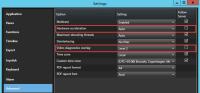 Hardware acceleration settings in XProtect Smart Client.