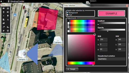 Cambiar la opacidad de los elementos del plano en XProtect Smart Client.