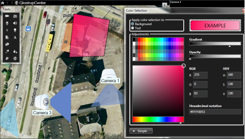XProtect Smart Clientでマップ要素のグラデーションを変更します。