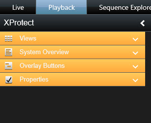 XProtect Smart Clientでカメラのプロパティとオーバーレイボタンのプロパティにアクセスします。