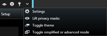 Vue d'ensemble des boutons d'application dans XProtect Smart Client.