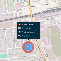 Regroupements dans la Smart Map dans XProtect Smart Client.