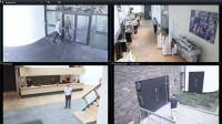 Four camera feeds from the Headquarters group in XProtect Smart Client.