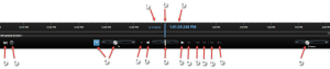 Time navigation controls in the XProtect Smart Client timeline.