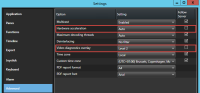 Impostazioni di accelerazione hardware in XProtect Smart Client.