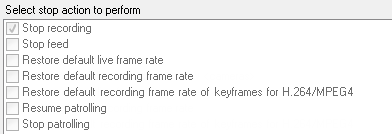 Selected Stop recording check box as a stop action to perform afer a rule is triggered. 