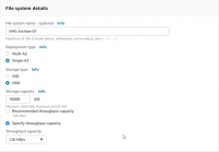 XProtect® on AWS: Specify a file system name to create AWS FSx share.