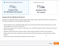 XProtect® on AWS: Select Amazon FSx for Windows file Server to create AWS FSx share.