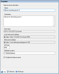 Example of enabled encyption for Local web server address and web server address in the Properties pane.