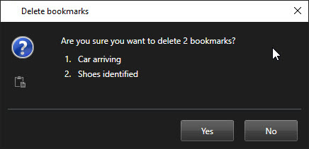 A message that asks you to confirm that you want to delete bookmarks.