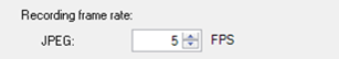 Recording frame rate for JPEG set to five FPS.