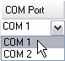 Example of a selected COM port.