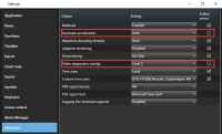 Hardware acceleration settings in XProtect Smart Client.