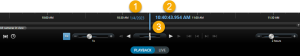 Time navigation controls in the XProtect Smart Client timeline.