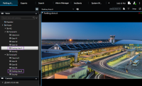 Eine Ansicht in XProtect Smart Client, die eine Videoaufzeichnung eines Parkplatzes zeigt.