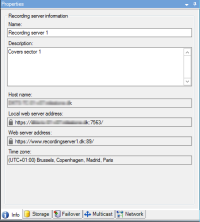 Example of enabled encyption for Local web server address and web server address in the Properties pane.