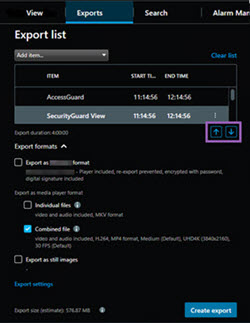 You can reorder your export list using the arrow to the left of each video sequence