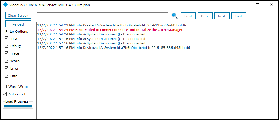 Using the log viewer application