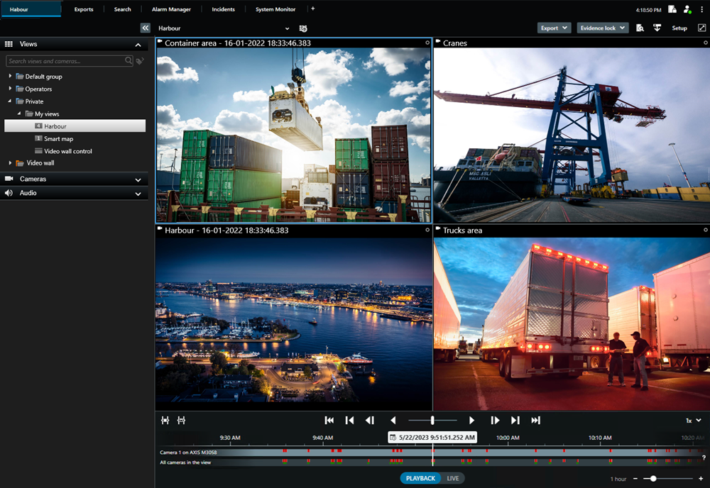 Playback mode in XProtect Smart Client.