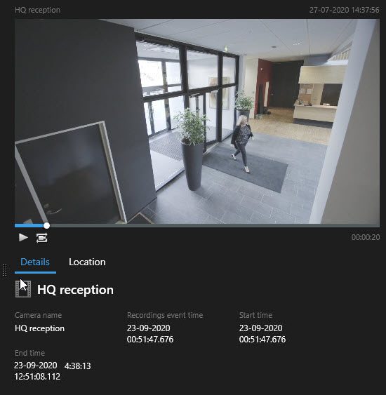 Förhandsvisa sökresultat i XProtect Smart Client.