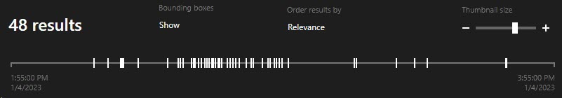 The timeline on the Search tab in XProtect Smart Client.