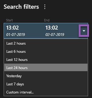 Set the timespan while configuring your search in XProtect Smart Client.