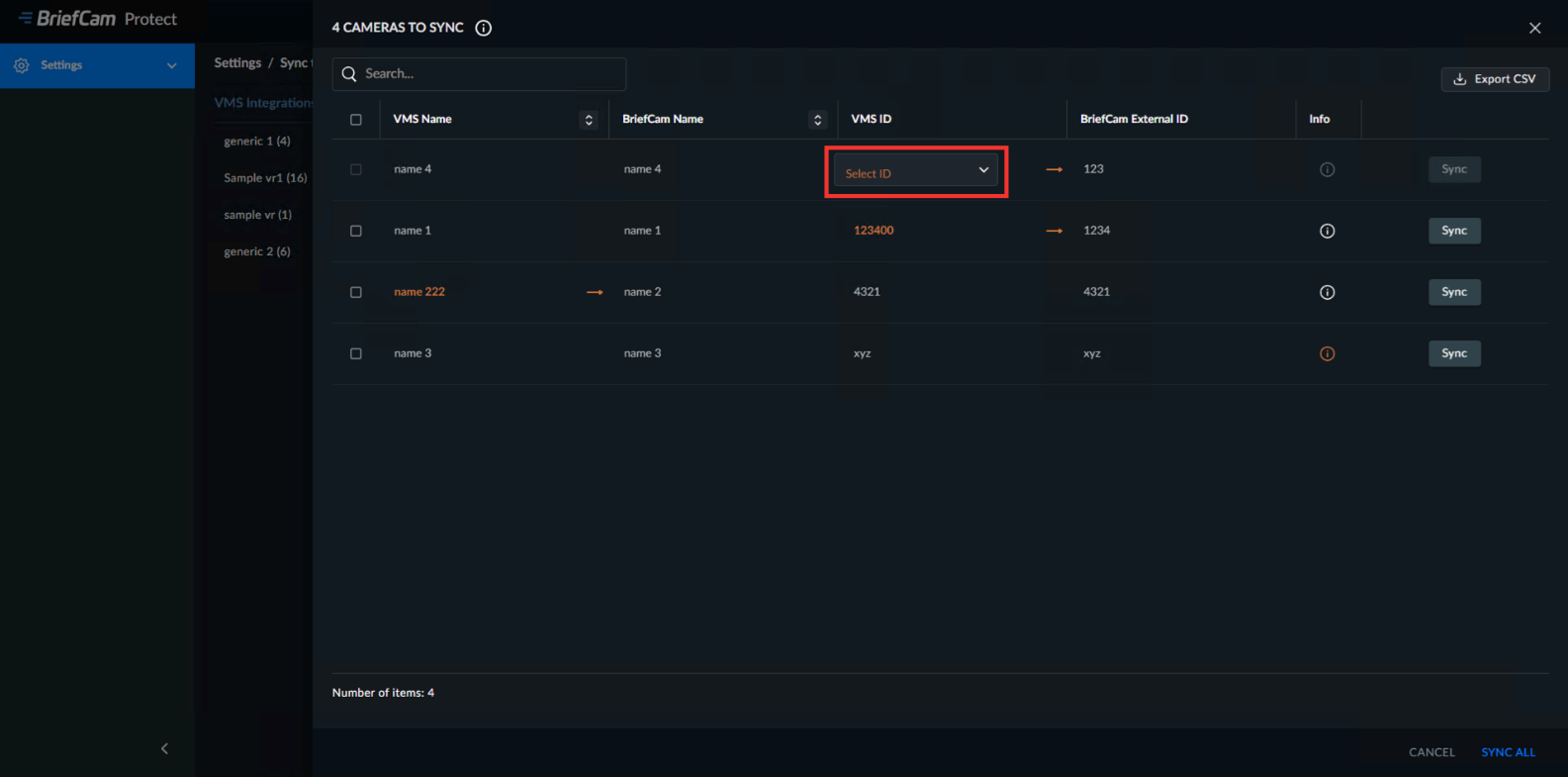 Sync to VMS errors