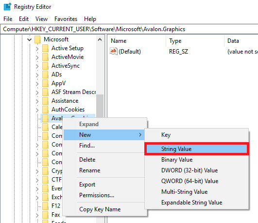 Registry Editor string value.png