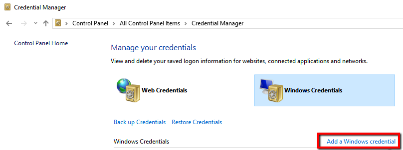 Intellicence Windows credential.png