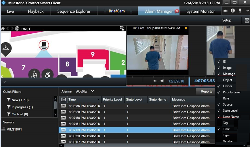 Milestone XProtect BriefCam alarms.png