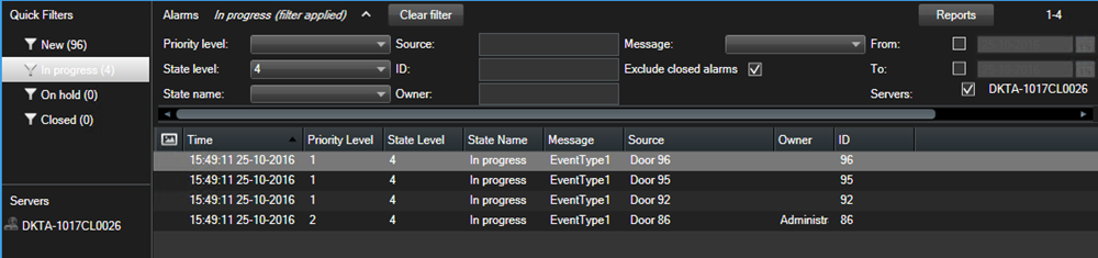 Filter alarms in XProtect Smart Client.