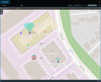 A map with different cameras and other devices in XProtect Smart Client.