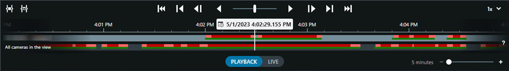 The main timeline in XProtect Smart Client.