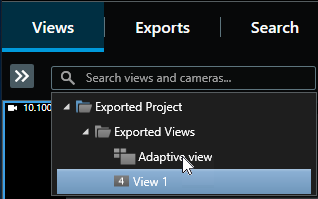 Selecting the adaptive view in XProtect Smart Client – Player.