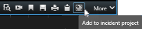 What the Add to incident project icon in XProtect Smart Client looks like.