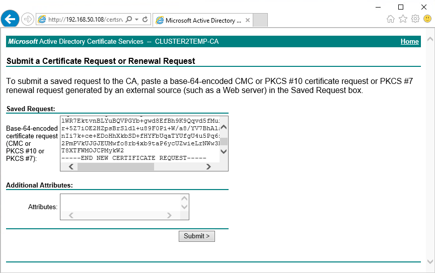 Paste the entire .req file contents into the form.