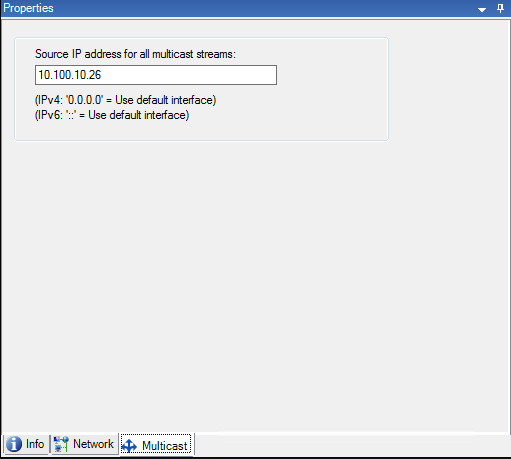 Multicast tab overview opened for a failover recording server.