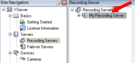 The expanded Recording Servers folder in the Management Client.