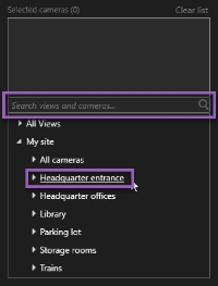 Select the cameras while configuring your search in XProtect Smart Client.