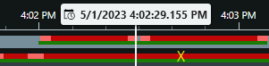 Markers and colors in the timeline in XProtect Smart Client.