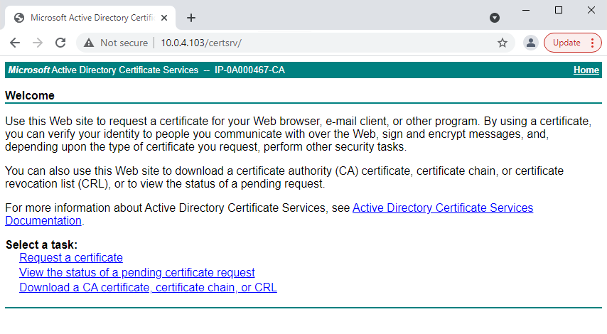 Install certificates in a Workgroup environment for communication with