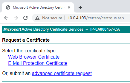 Advanced Certificate Request.