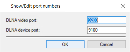 Show/Edit port numbers dialog box. 