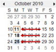 A calendar with time profiles. 