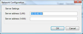 The Network Configuration window where the LAN or WAN IP address of the management server is specified.