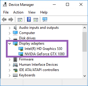 Hardware acceleration in XProtect Smart Client - examine the device manager.