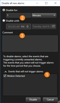 Disable alarms based on event types in XProtect Smart Client.