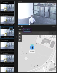 Locate cameras geographically while searching in XProtect Smart Client.